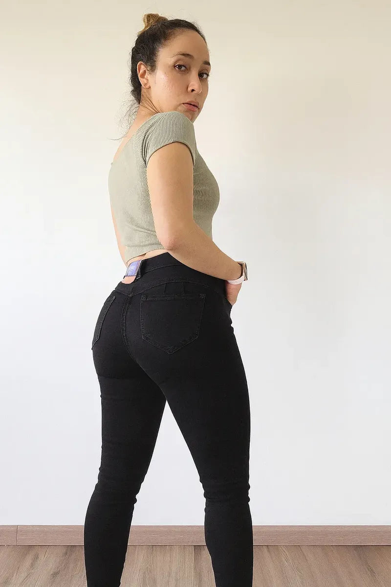 Jeans Mujer Skinny Pitillo Tiro Alto Elasticado Push Up