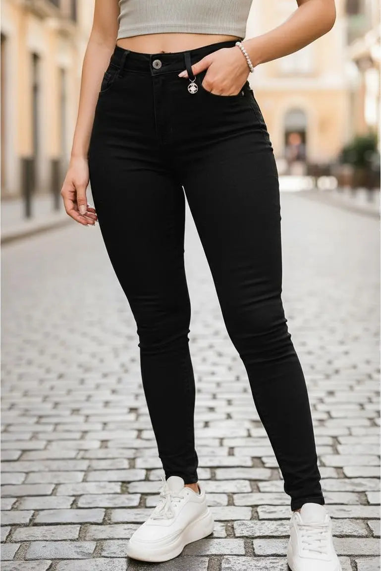 Jeans Mujer Skinny Pitillo Tiro Alto Elasticado Push Up
