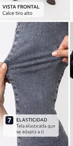 Jean Mujer Pitillo Polar Tiro Alto Elasticado Gris Nevado