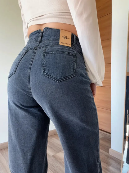 Jeans Mujer Negro Lavado Tiro Alto Elasticado Súper Cómodo