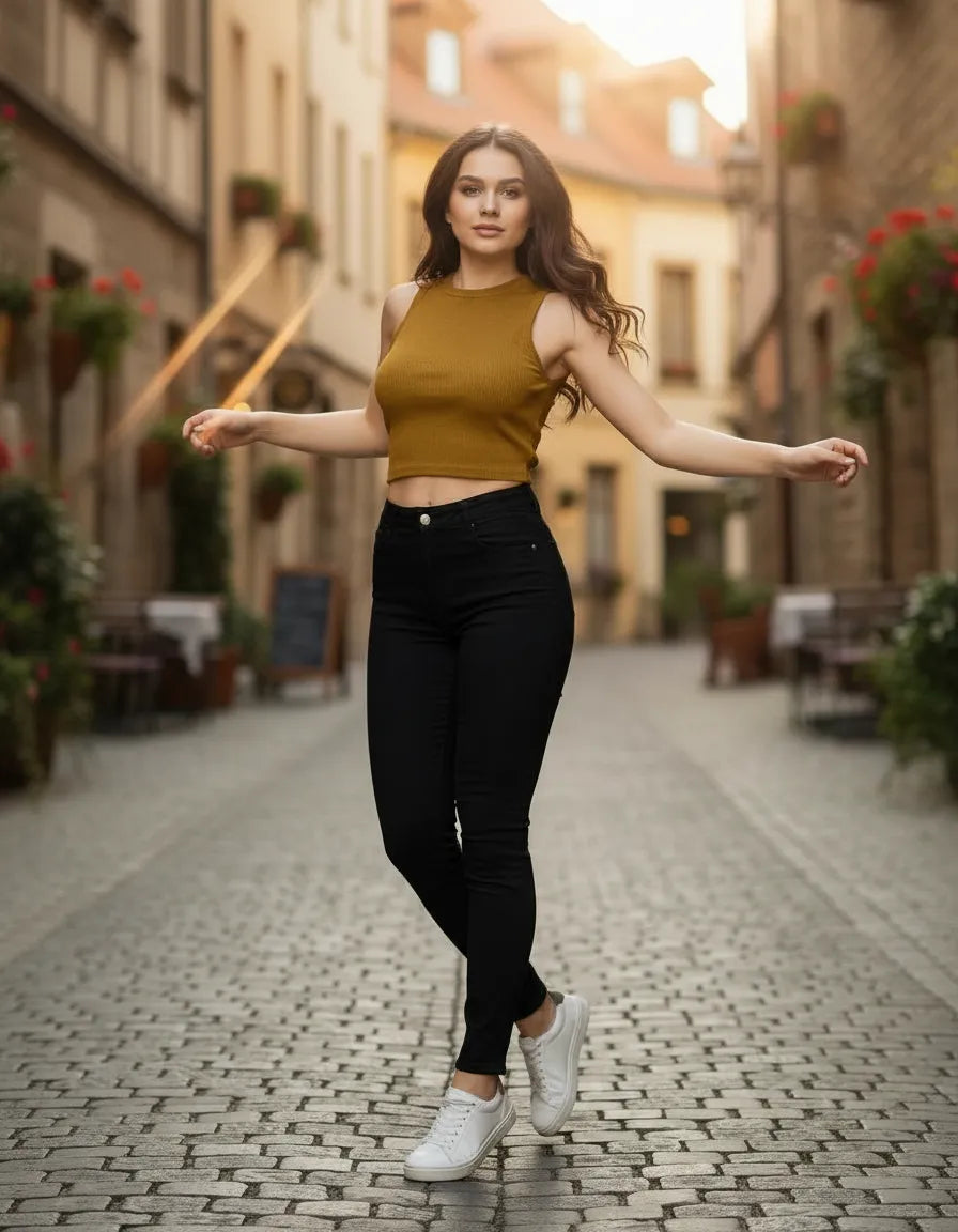 Jeans Mujer Skinny Pitillo Tiro Alto Elasticado Push Up