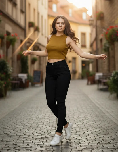 Jeans Mujer Skinny Pitillo Tiro Alto Elasticado Push Up