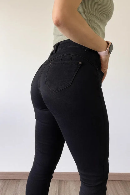 Jeans Mujer Skinny Pitillo Tiro Alto Elasticado Push Up