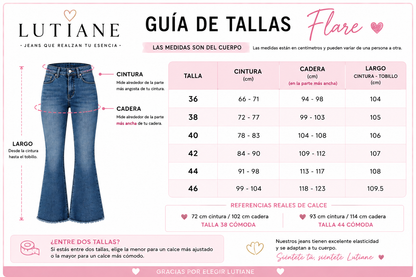 Jean Mujer Flare Café Chocolate Tiro Alto Elasticado Push Up (Basta deshilachada)